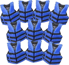 10 Pack Unbranded Life Jacket Paddle Vest; Coast Guard Approved Type III PFD Life Vest Flotation Device; Jet ski, Waterpark, Kayak; Ideal Extra Life Jacket for Pontoon Boat