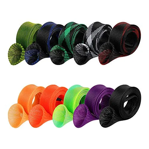 10Pcs/ Rod Sock Fishing Rod Sleeve Rod Cover Braided Mesh Rod Protector Pole Gloves Fishing Tools. Flat or Pointed End/Spinning or Casting Rods. for Casting Sea Fishing Rod/Spinning Fishing Rod