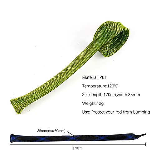 10Pcs/ Rod Sock Fishing Rod Sleeve Rod Cover Braided Mesh Rod Protector Pole Gloves Fishing Tools. Flat or Pointed End/Spinning or Casting Rods. for Casting Sea Fishing Rod/Spinning Fishing Rod