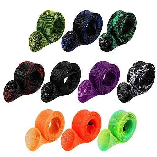 10Pcs/ Rod Sock Fishing Rod Sleeve Rod Cover Braided Mesh Rod Protector Pole Gloves Fishing Tools. Flat or Pointed End/Spinning or Casting Rods. for Casting Sea Fishing Rod/Spinning Fishing Rod
