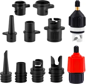 11pcs Inflatable Sup Pump Adapter Kits, Plastic Paddle Board Sup Inflatable Boat Air Valve Adapter Set Paddle Board Pump Attachment for Stand Up Paddleboard Dinghy Pontoon Kayaking