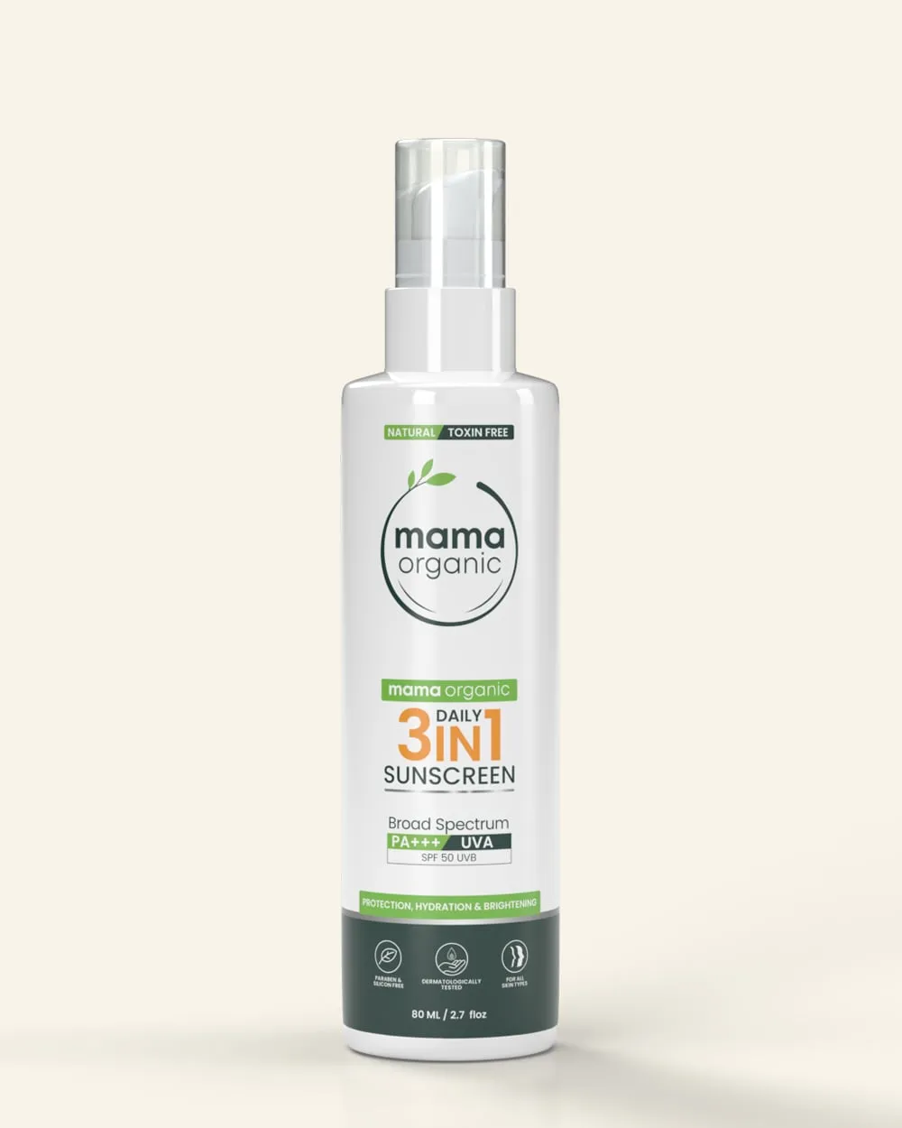 3 in 1 Daily Sunscreen - 80ml SPF 50 PA    For Sun Protection & Skin Brightening