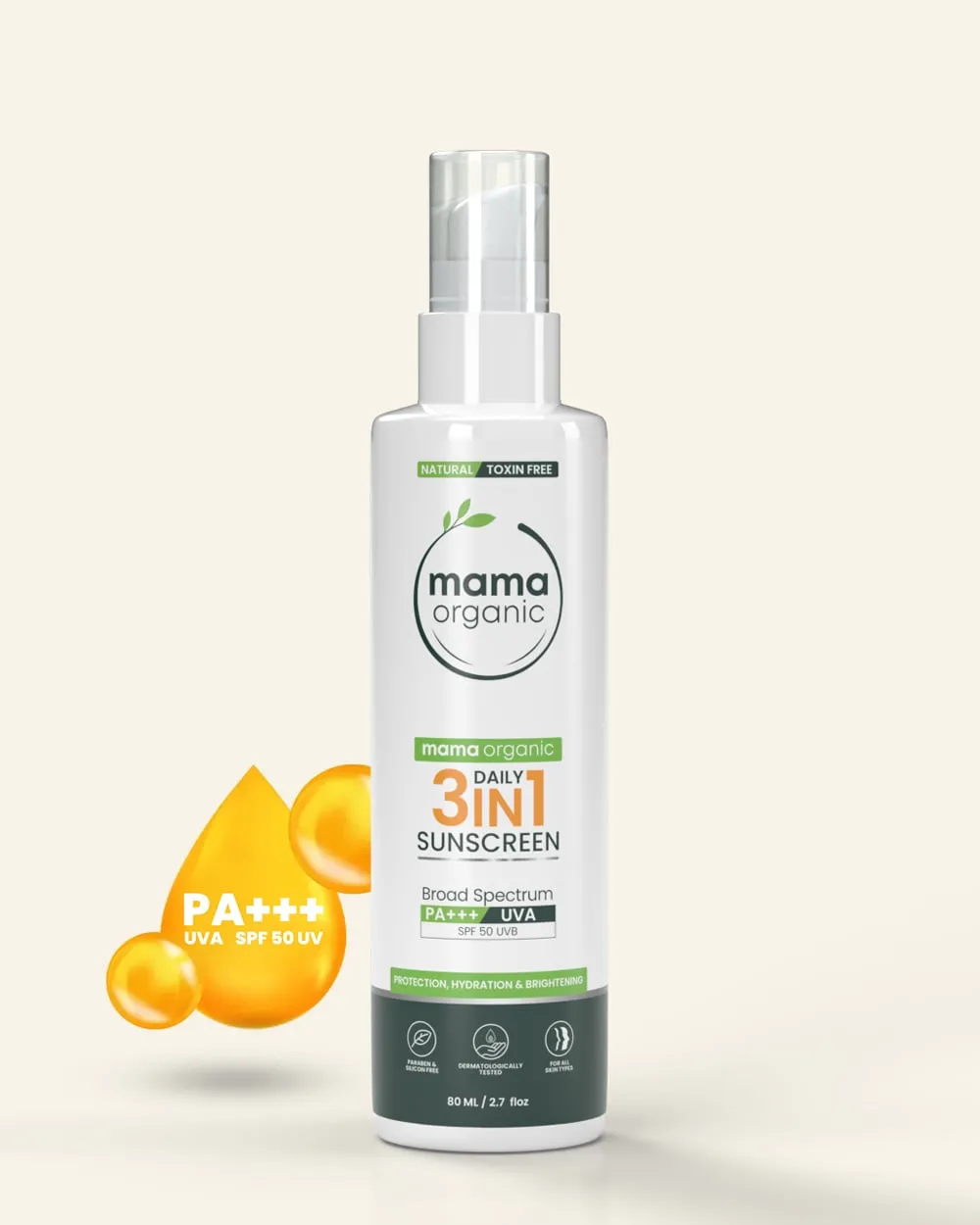 3 in 1 Daily Sunscreen - 80ml SPF 50 PA    For Sun Protection & Skin Brightening