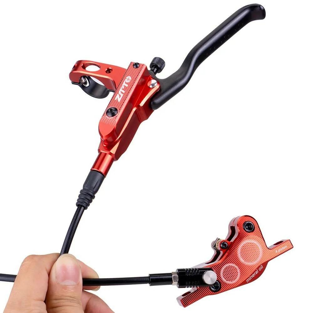 4-Piston MTB Hydraulic Bike Disc Brake Aluminum Front and Rear Caliper Bicycle Brakes for Road Bike Mountain Bike