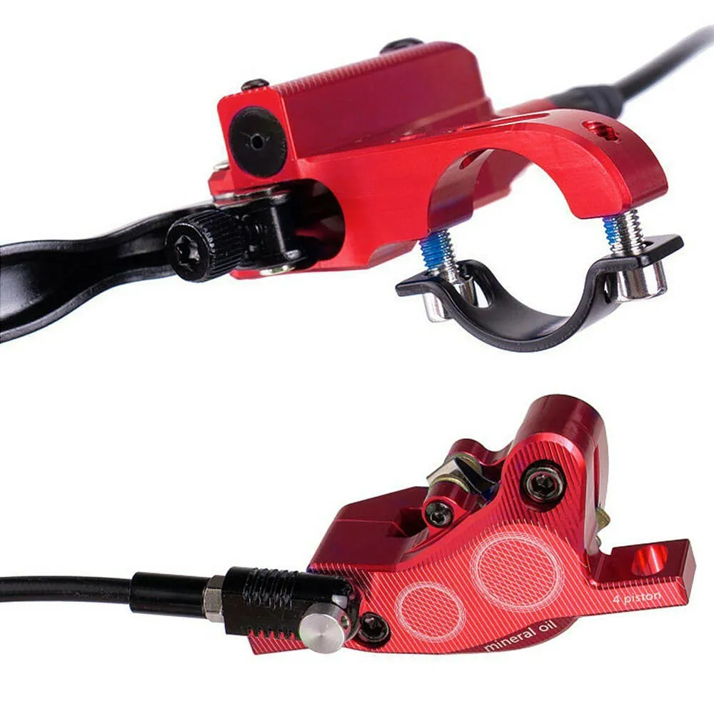 4-Piston MTB Hydraulic Bike Disc Brake Aluminum Front and Rear Caliper Bicycle Brakes for Road Bike Mountain Bike