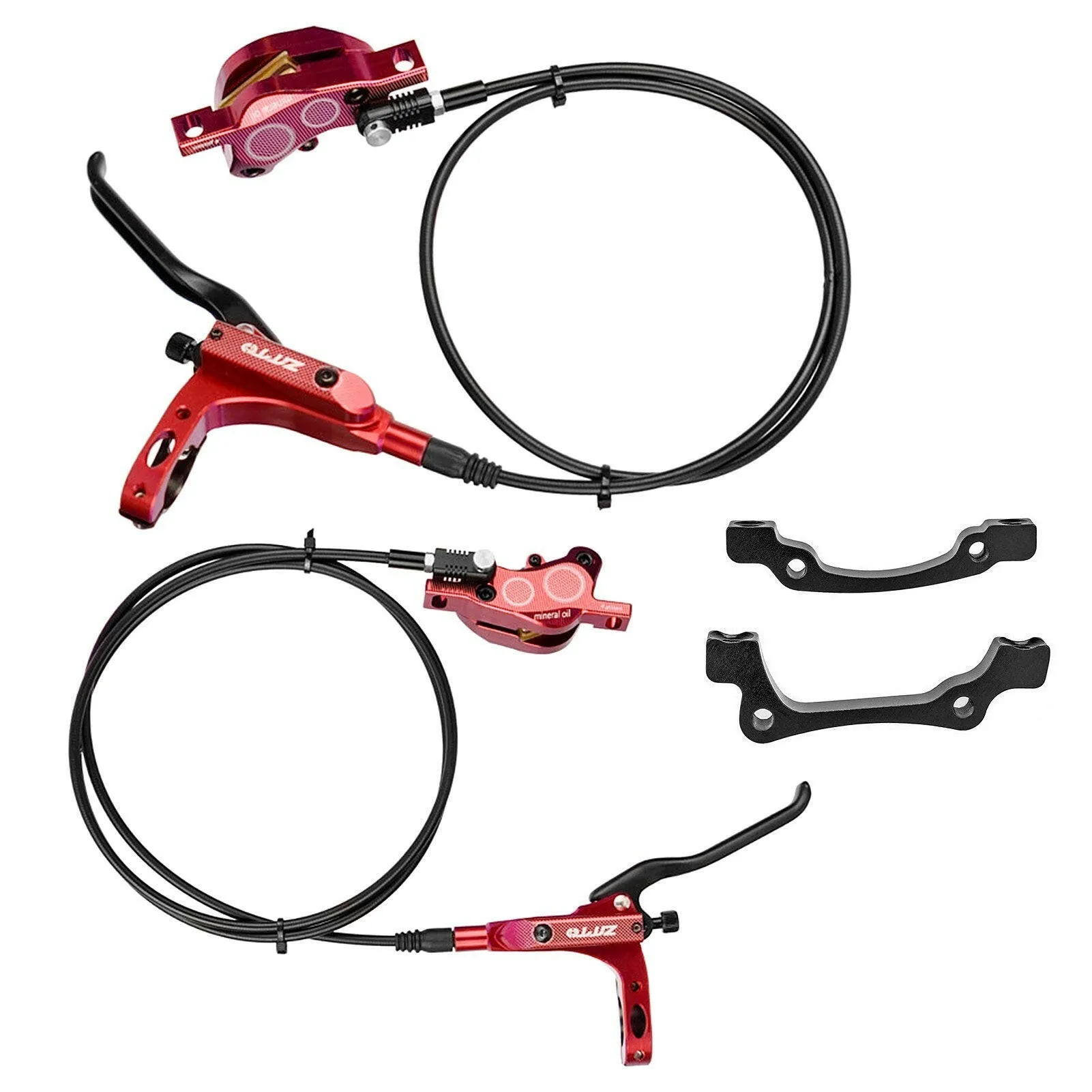 4-Piston MTB Hydraulic Bike Disc Brake Aluminum Front and Rear Caliper Bicycle Brakes for Road Bike Mountain Bike