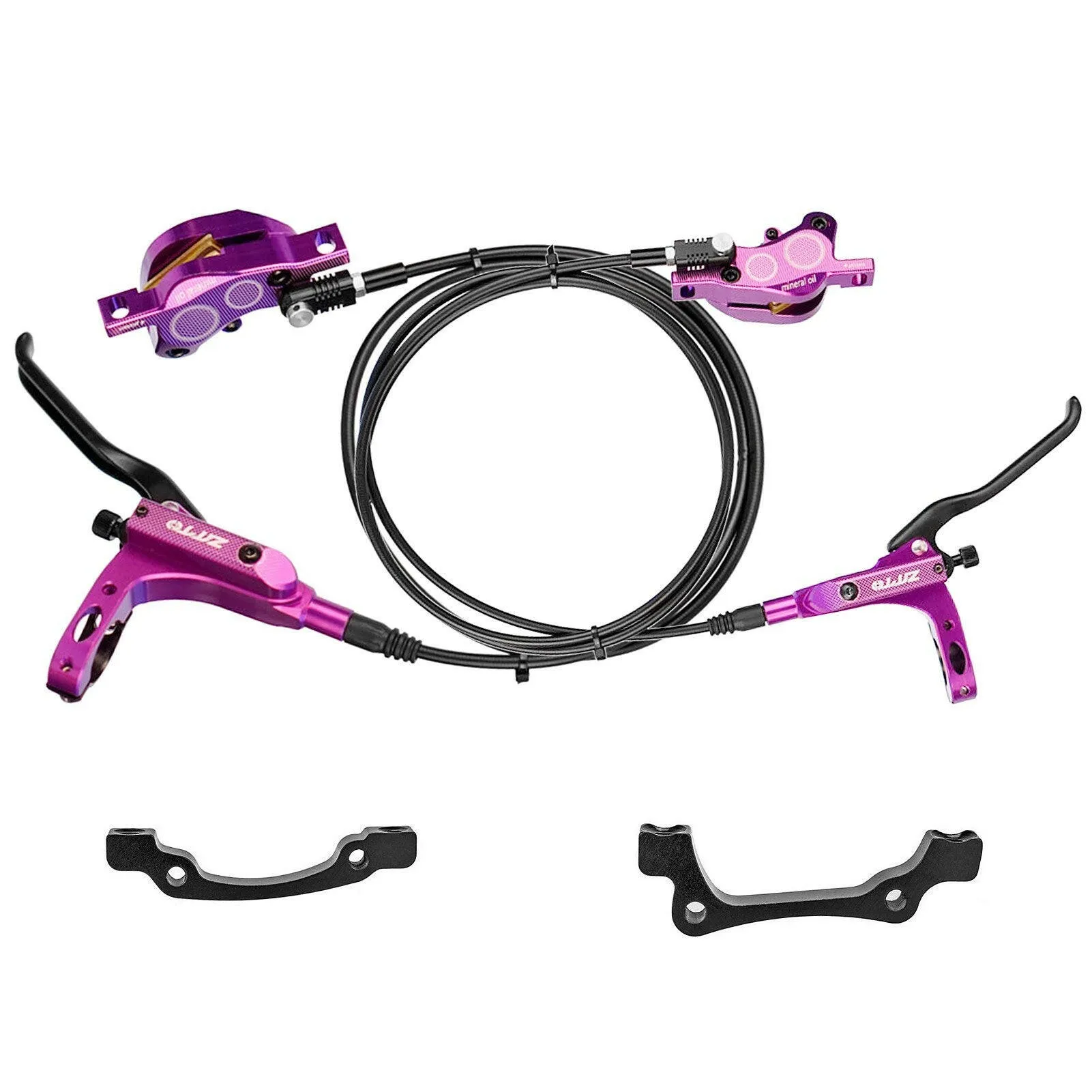 4-Piston MTB Hydraulic Bike Disc Brake Aluminum Front and Rear Caliper Bicycle Brakes for Road Bike Mountain Bike