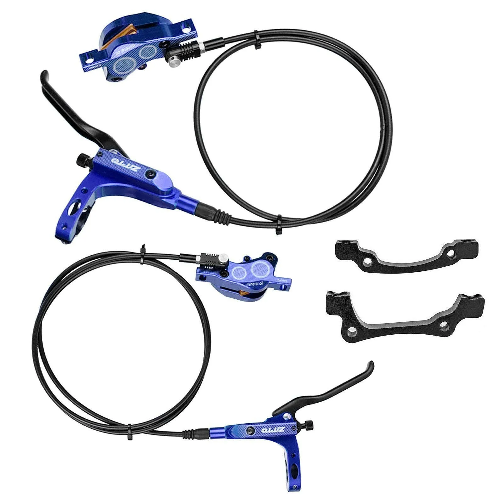 4-Piston MTB Hydraulic Bike Disc Brake Aluminum Front and Rear Caliper Bicycle Brakes for Road Bike Mountain Bike
