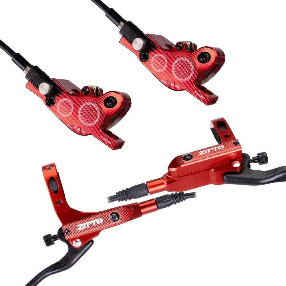4-Piston MTB Hydraulic Bike Disc Brake Aluminum Front and Rear Caliper Bicycle Brakes for Road Bike Mountain Bike