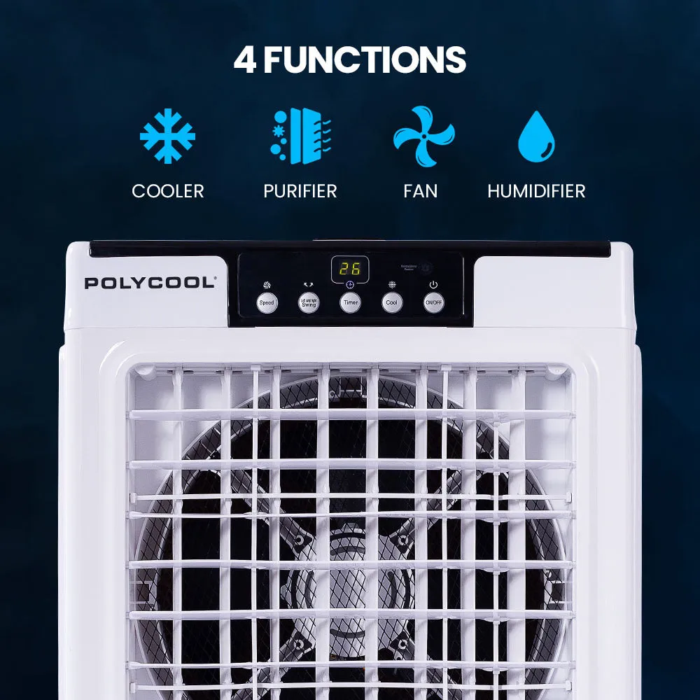 45L 125W Evaporative Air Cooler, Fan, Purifier, Humidifier, Remote - PolyCool