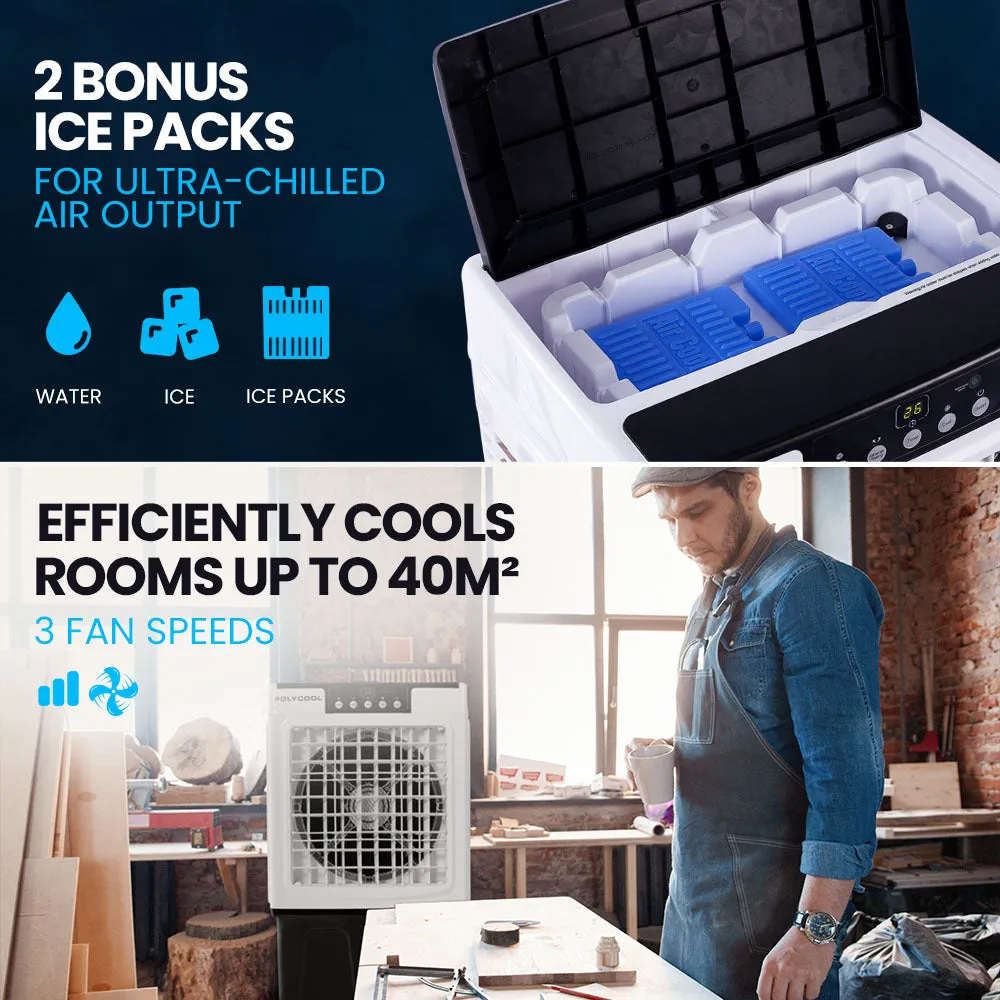 45L 125W Evaporative Air Cooler, Fan, Purifier, Humidifier, Remote - PolyCool