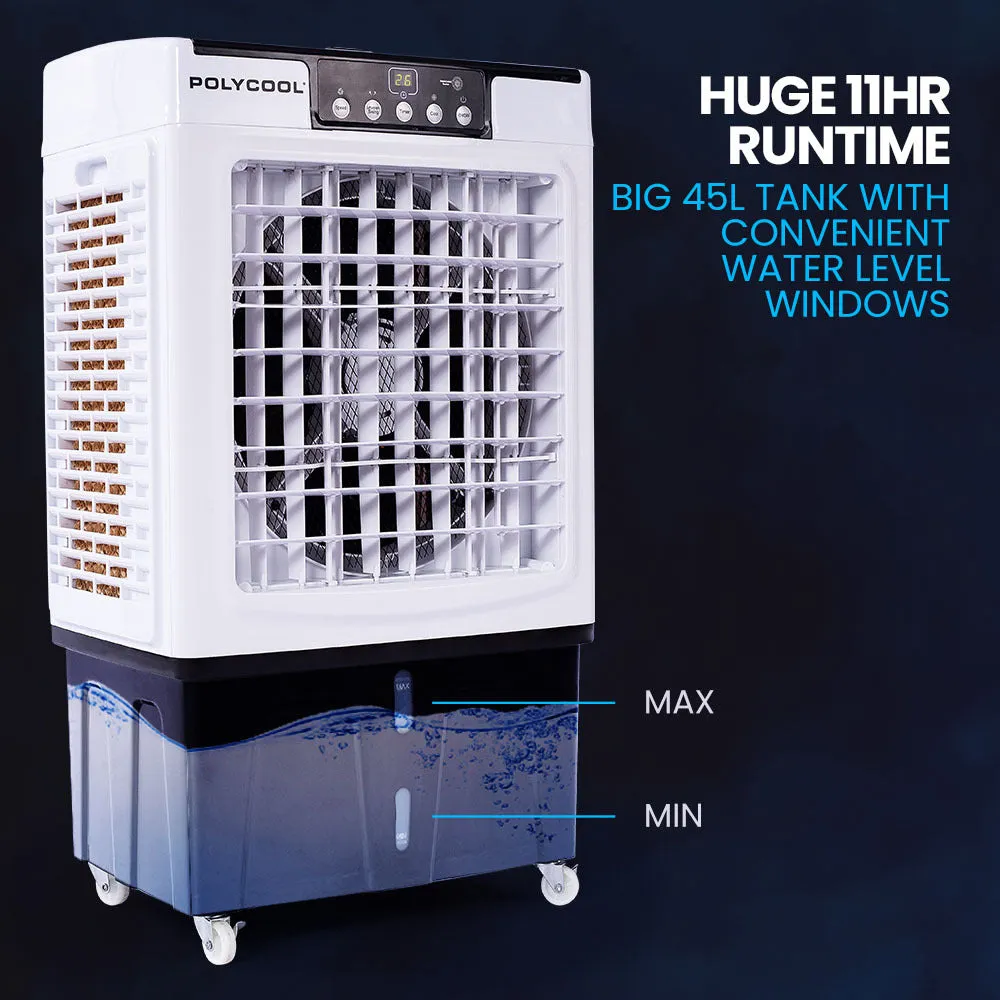 45L 125W Evaporative Air Cooler, Fan, Purifier, Humidifier, Remote - PolyCool