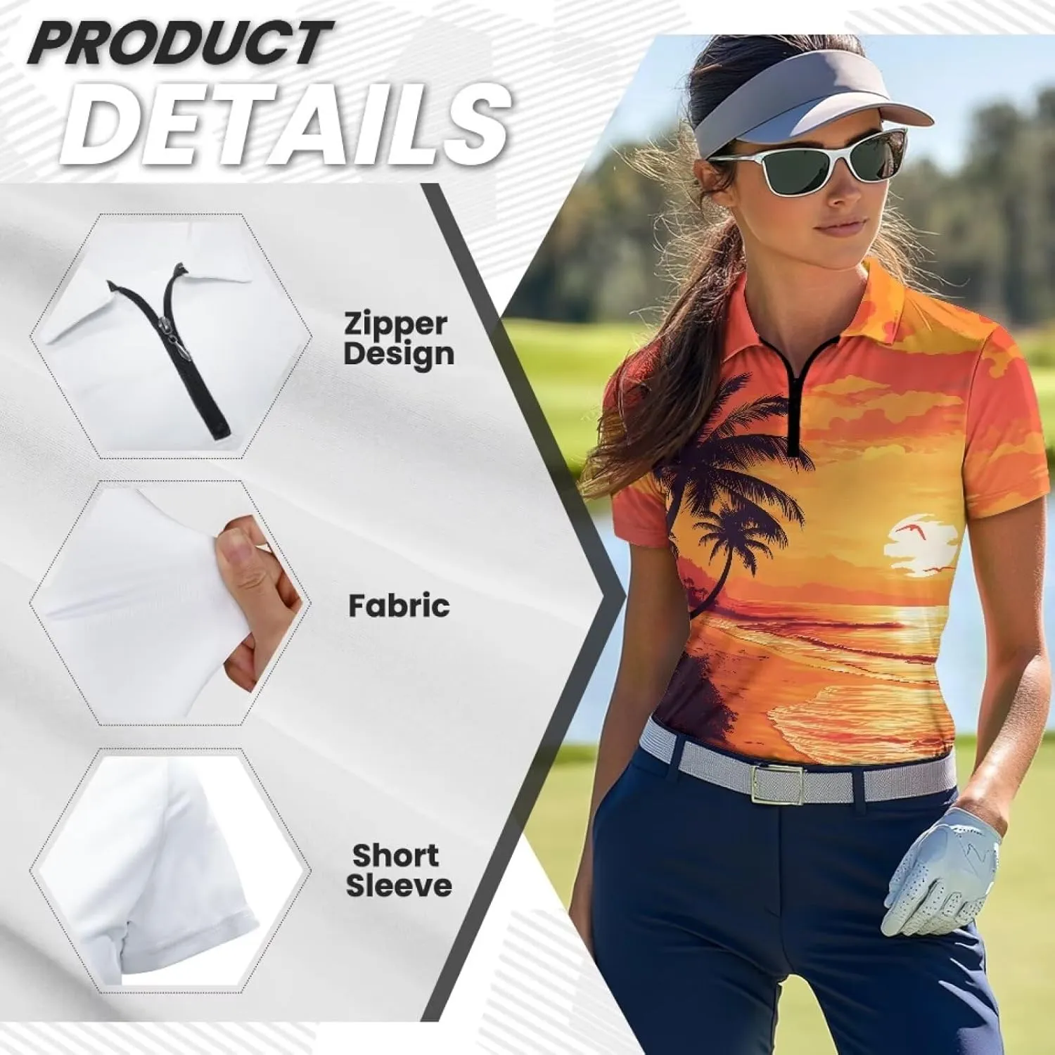 Biyejit Women's Golf Shirts Short Sleeve Quarter Zip Workout Tops for Women Moisture Wicking Dry Fit Polo Shirts
