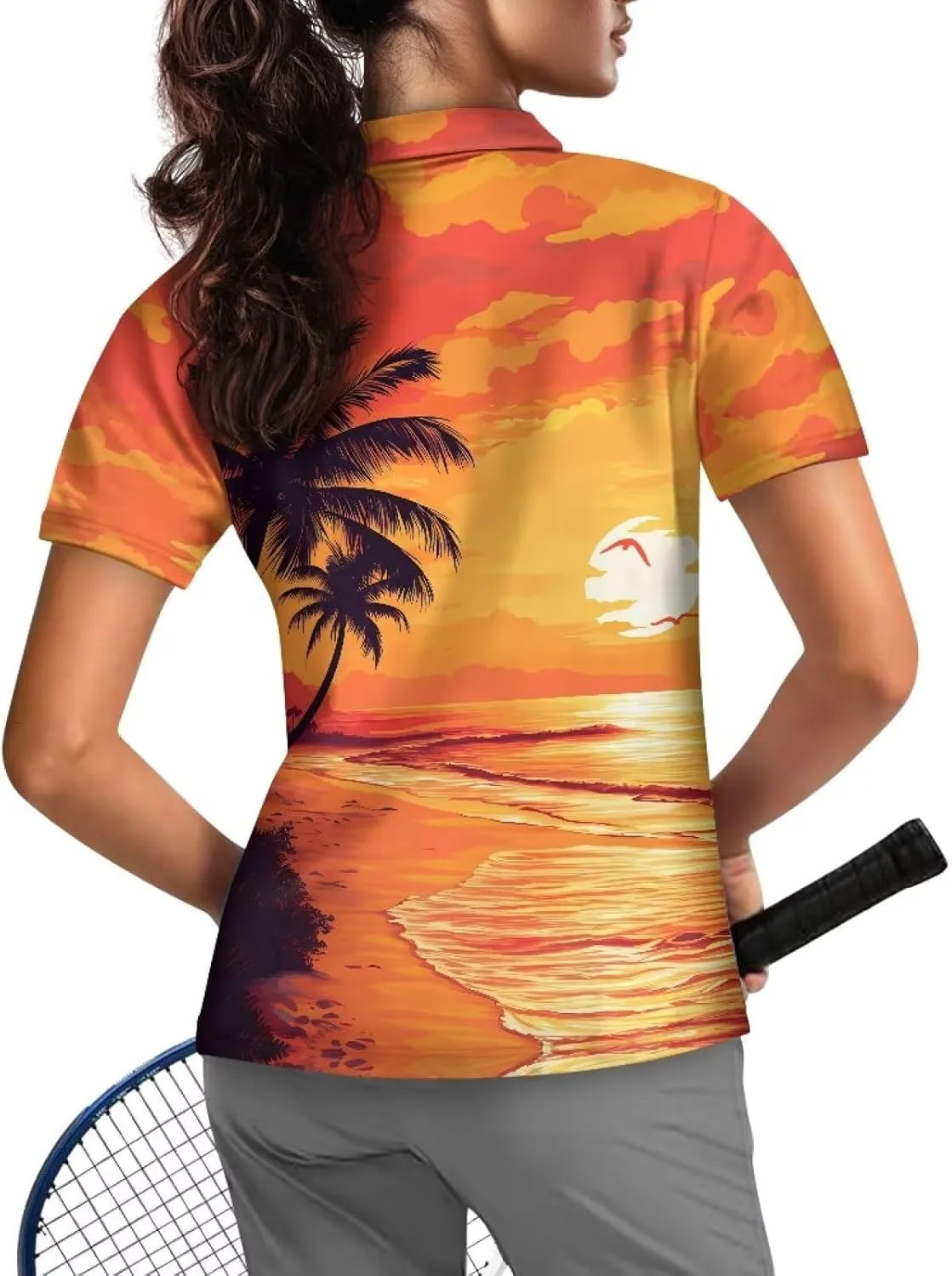 Biyejit Women's Golf Shirts Short Sleeve Quarter Zip Workout Tops for Women Moisture Wicking Dry Fit Polo Shirts