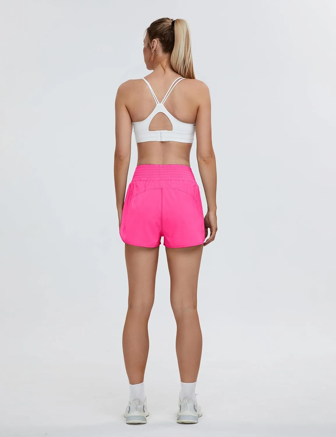 BMJL Women's High Waisted Athletic Shorts Pocket Workout Shorts Gym Sporty Running Shorts