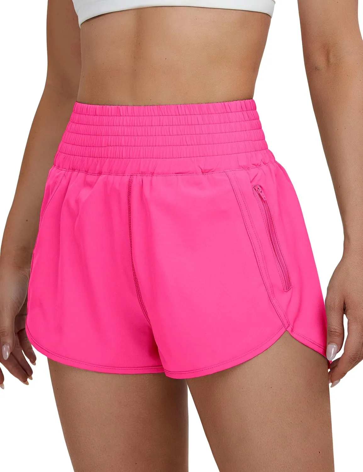 BMJL Women's High Waisted Athletic Shorts Pocket Workout Shorts Gym Sporty Running Shorts