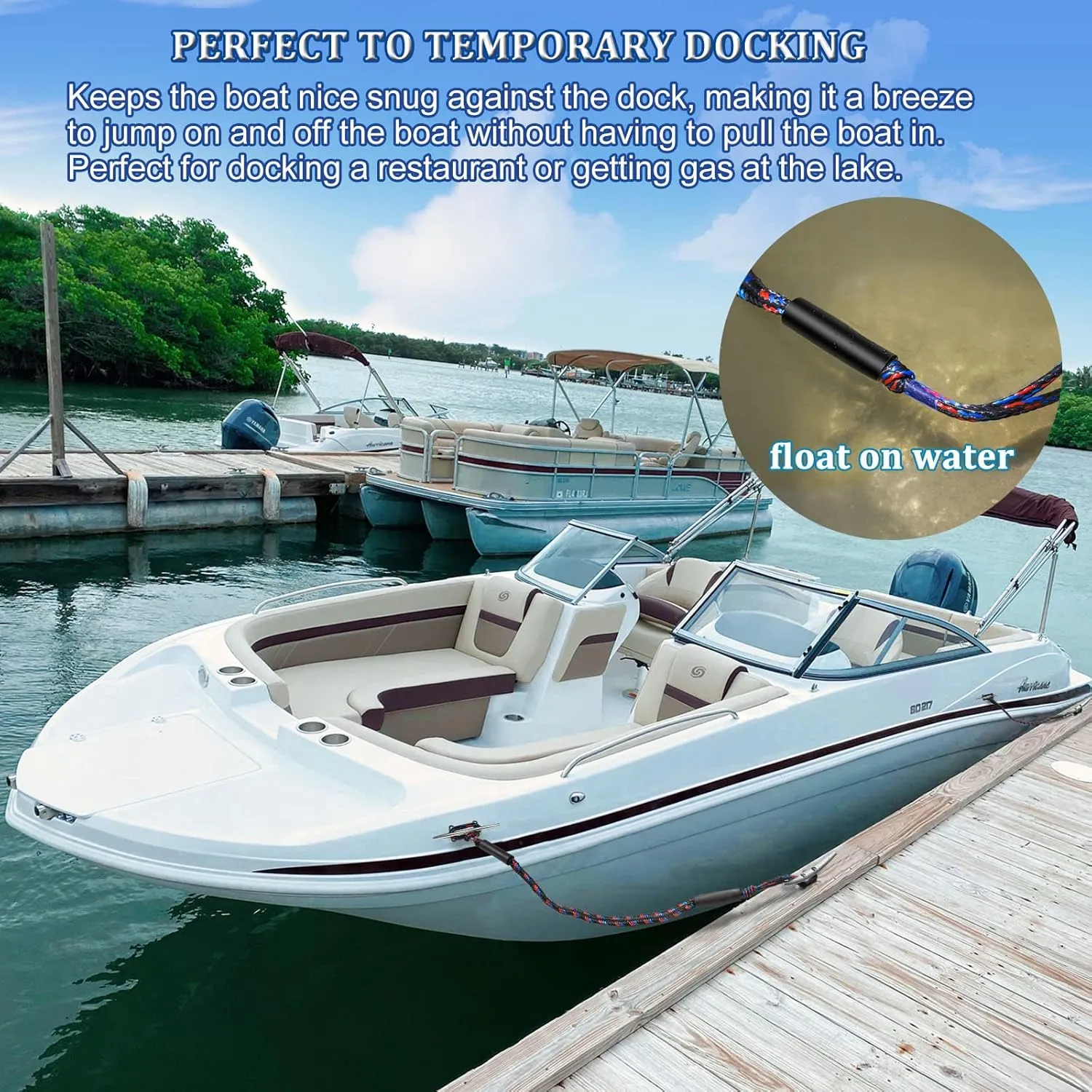 Botepon Boat Bungee Dock Lines, Boating Gifts for Men, Boat Accessories, Pontoon Accessories, Mooring Lines for Bass Boat, 5 Feet, Pack of 1