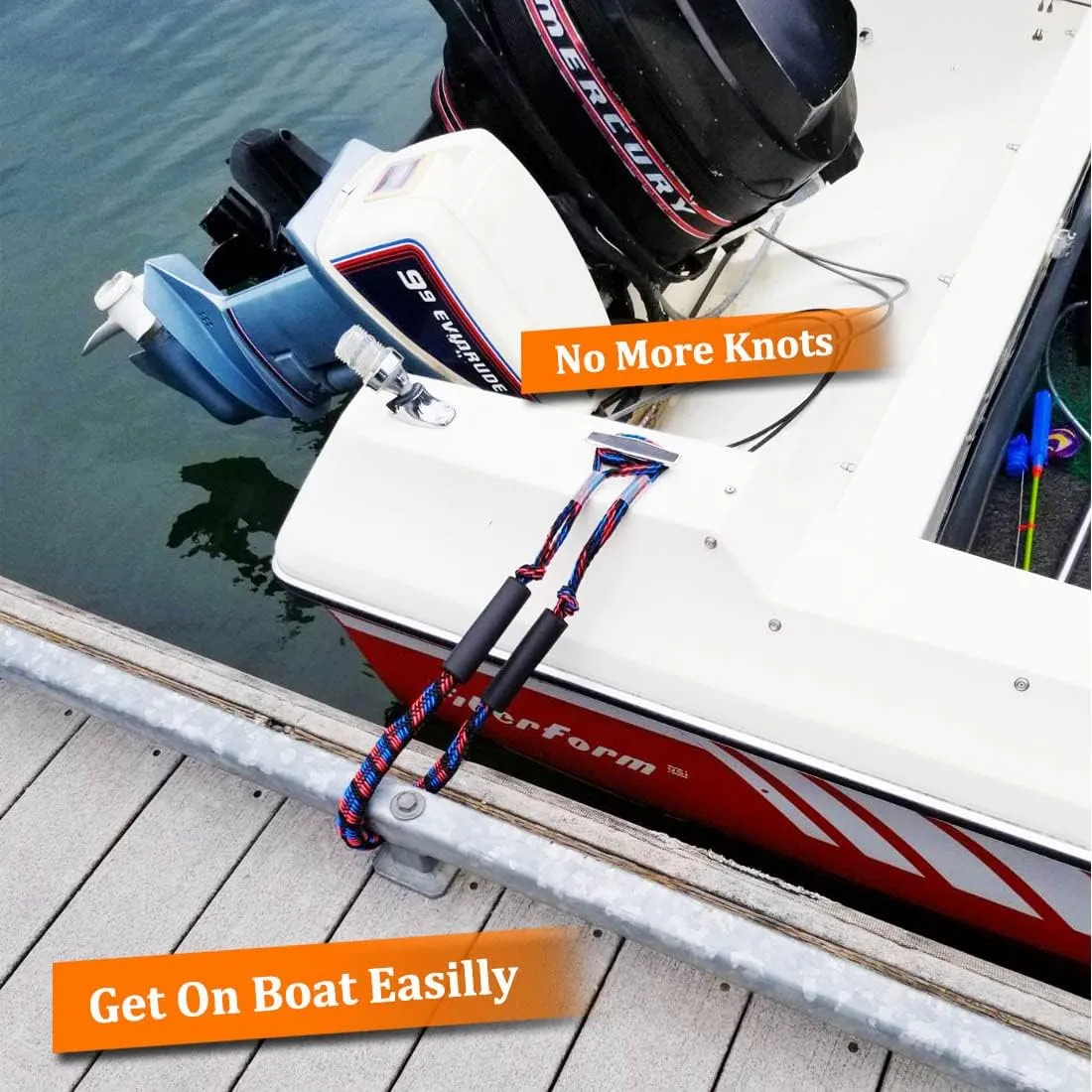 Botepon Boat Bungee Dock Lines, Boating Gifts for Men, Boat Accessories, Pontoon Accessories, Mooring Lines for Bass Boat, 5 Feet, Pack of 1