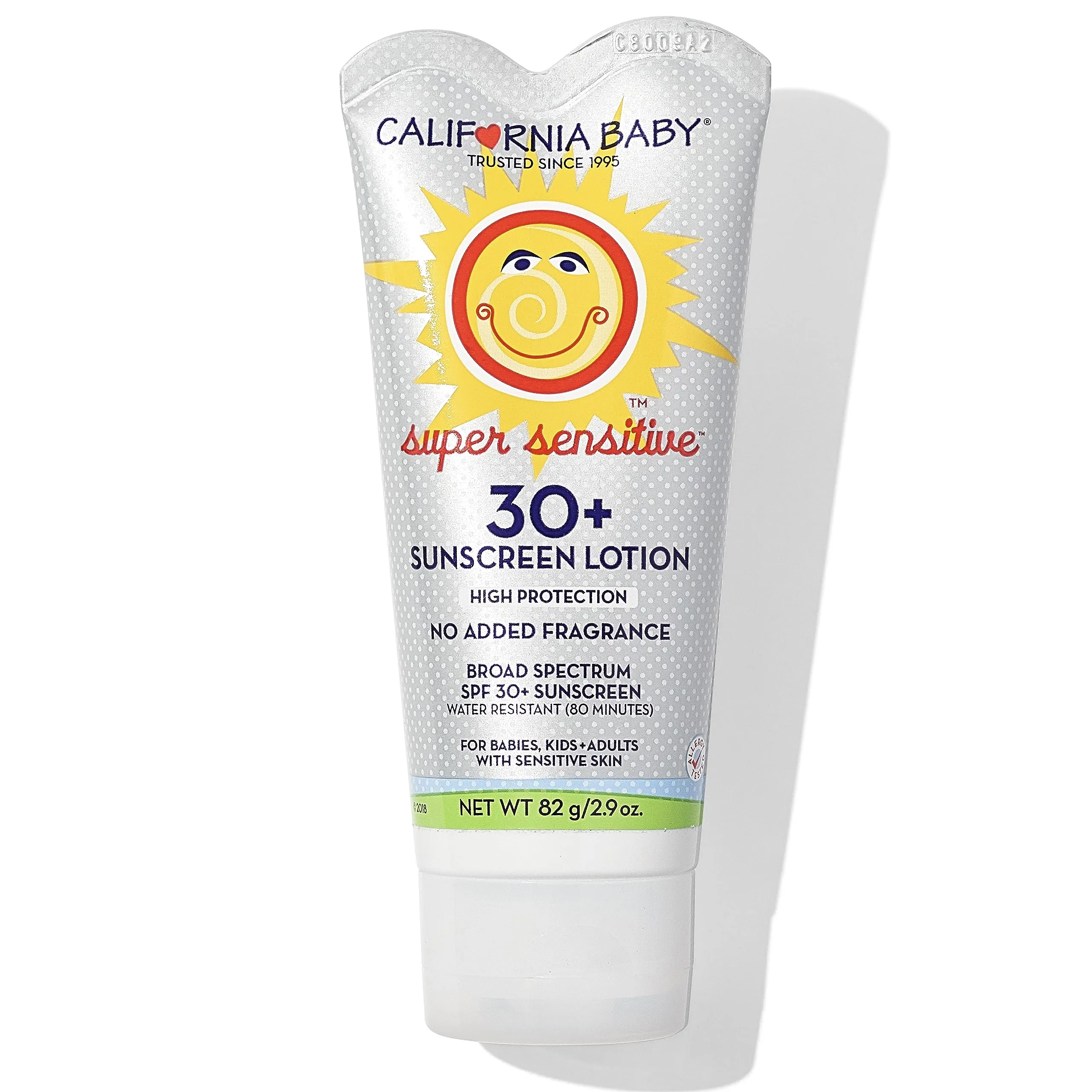 California Baby Super Sensitive SPF 30  Sunscreen | Broad Spectrum | Titanium Dioxide | Hypoallergenic Unscented Mineral Sunscreen | Reef Safe Sunscreen | Sensitive Skin Friendly | 82g / 2.9oz