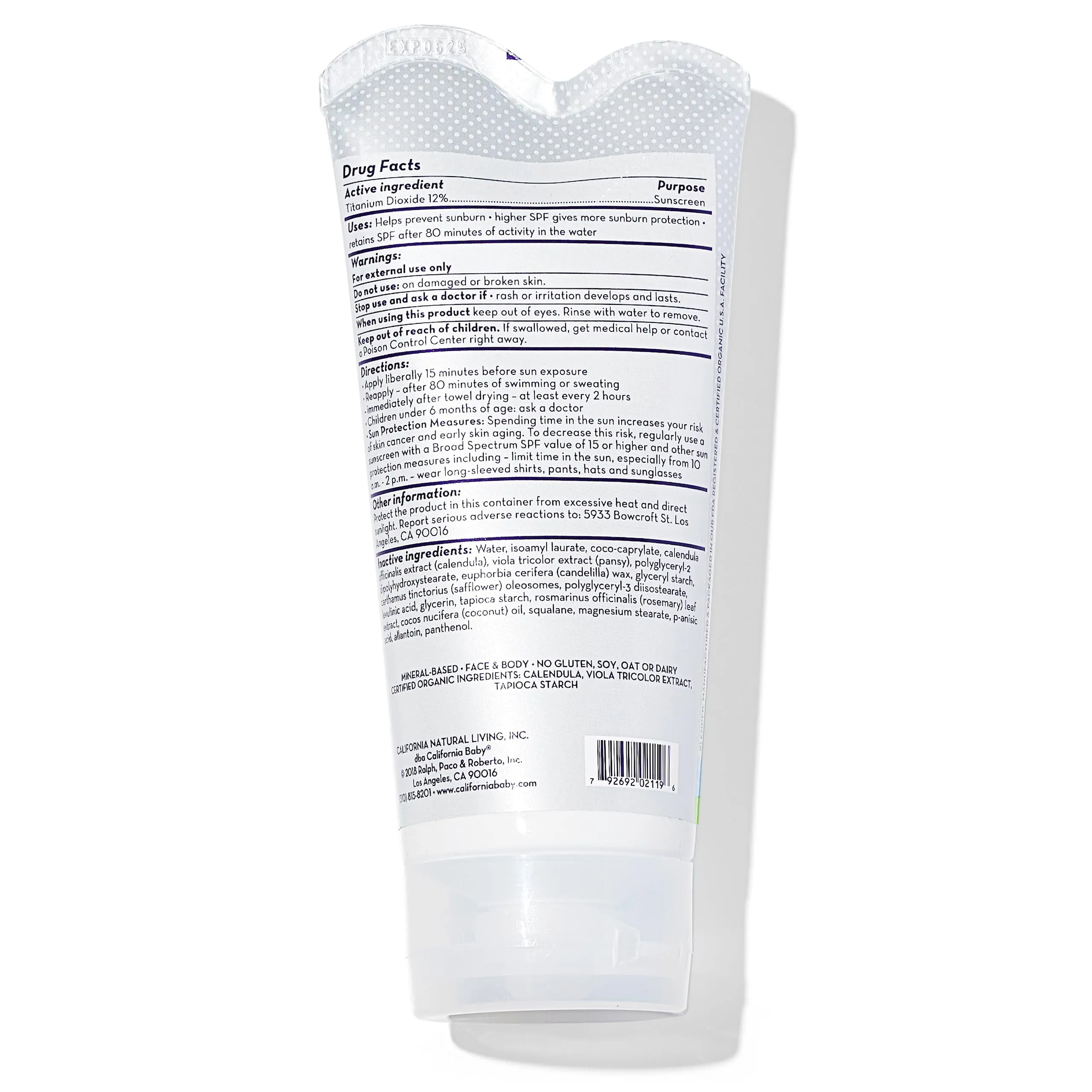 California Baby Super Sensitive SPF 30  Sunscreen | Broad Spectrum | Titanium Dioxide | Hypoallergenic Unscented Mineral Sunscreen | Reef Safe Sunscreen | Sensitive Skin Friendly | 82g / 2.9oz