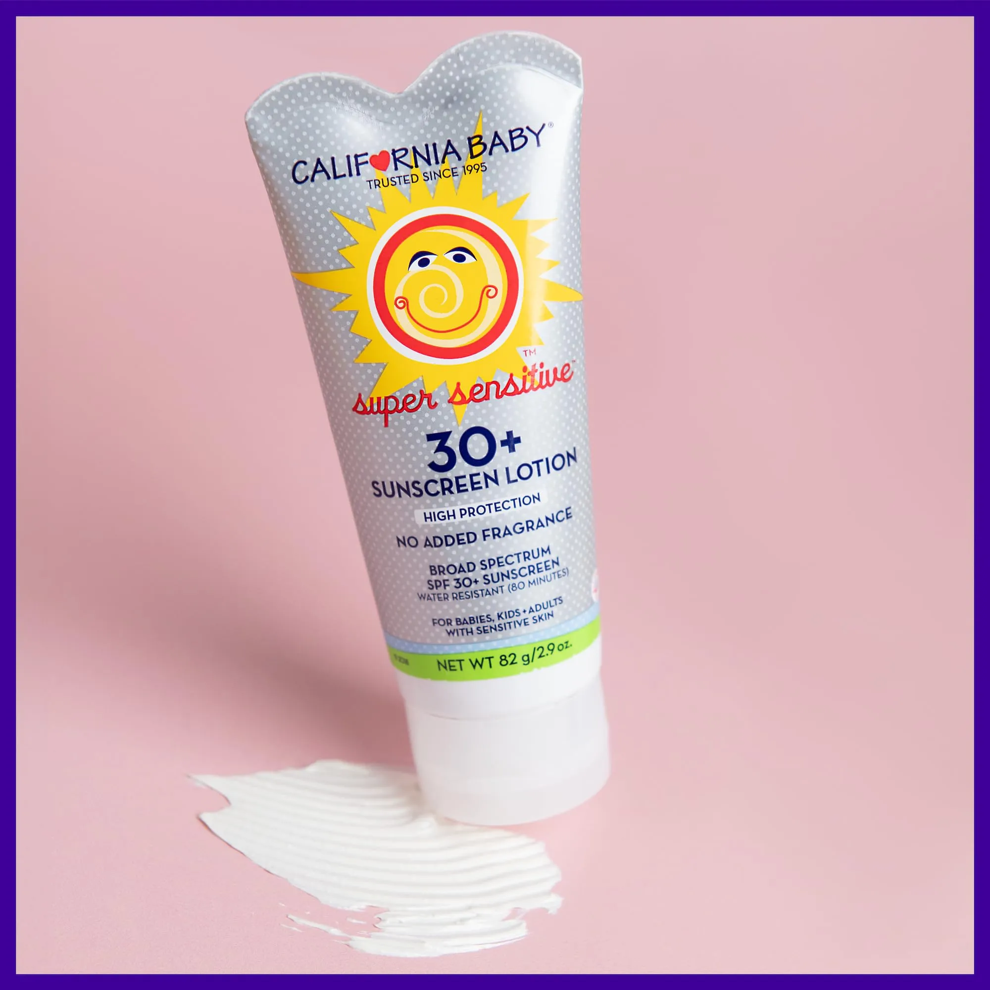 California Baby Super Sensitive SPF 30  Sunscreen | Broad Spectrum | Titanium Dioxide | Hypoallergenic Unscented Mineral Sunscreen | Reef Safe Sunscreen | Sensitive Skin Friendly | 82g / 2.9oz