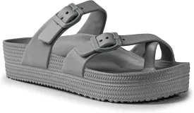 CAMVAVSR Womens Sandals with Arch Support - Comfortable Adjustable Buckles Beach Slides - Lightweight Summer Platform Sandal Chunky Cushioned