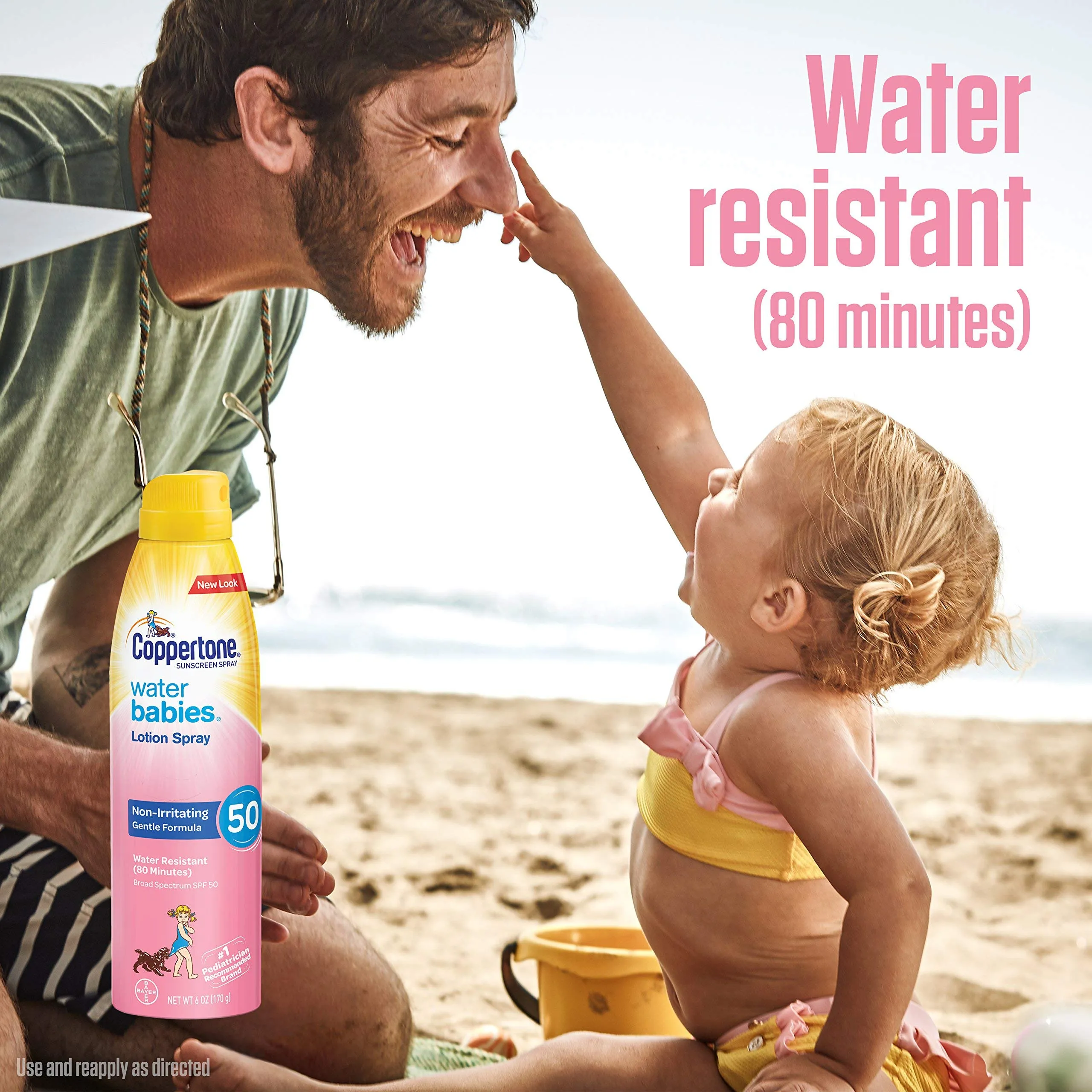 Coppertone Water Babies Sunscreen Lotion Spray SPF 50, Pediatrician Recommended Baby Sunscreen Spray, Water Resistant Sunscreen for Babies, 6 Oz Spray