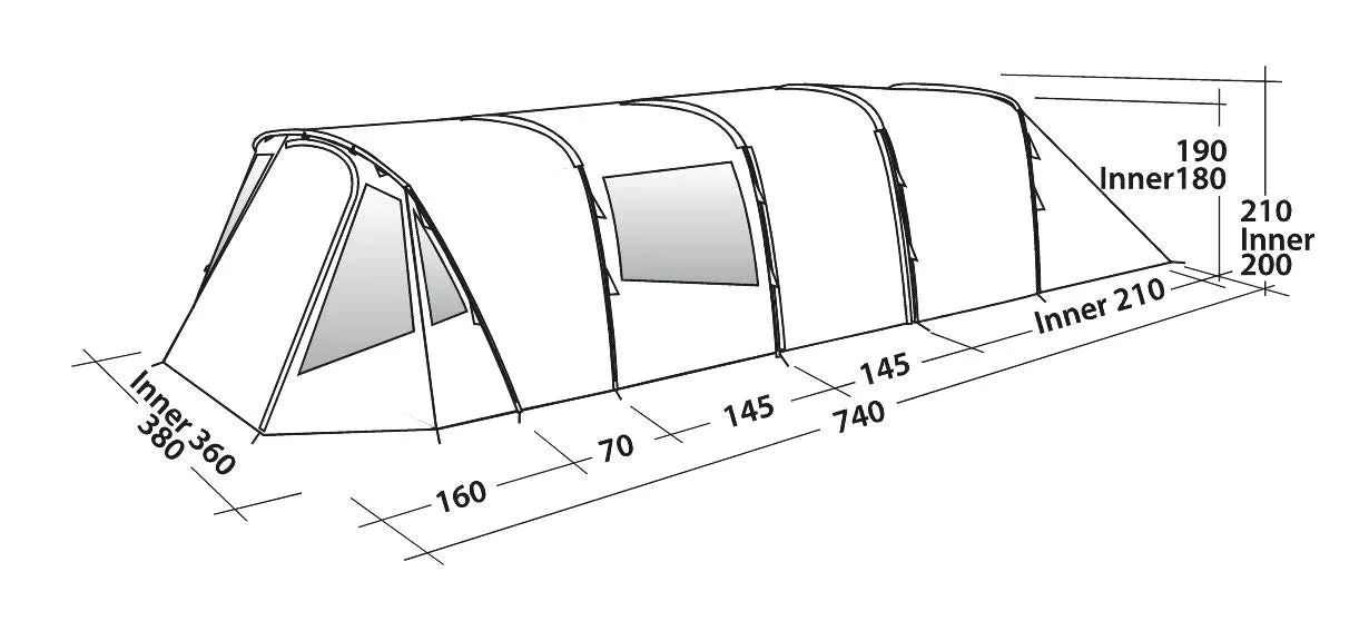 Easy Camp Palmdale 800 LUX- 8 Person Family Tunnel Tent