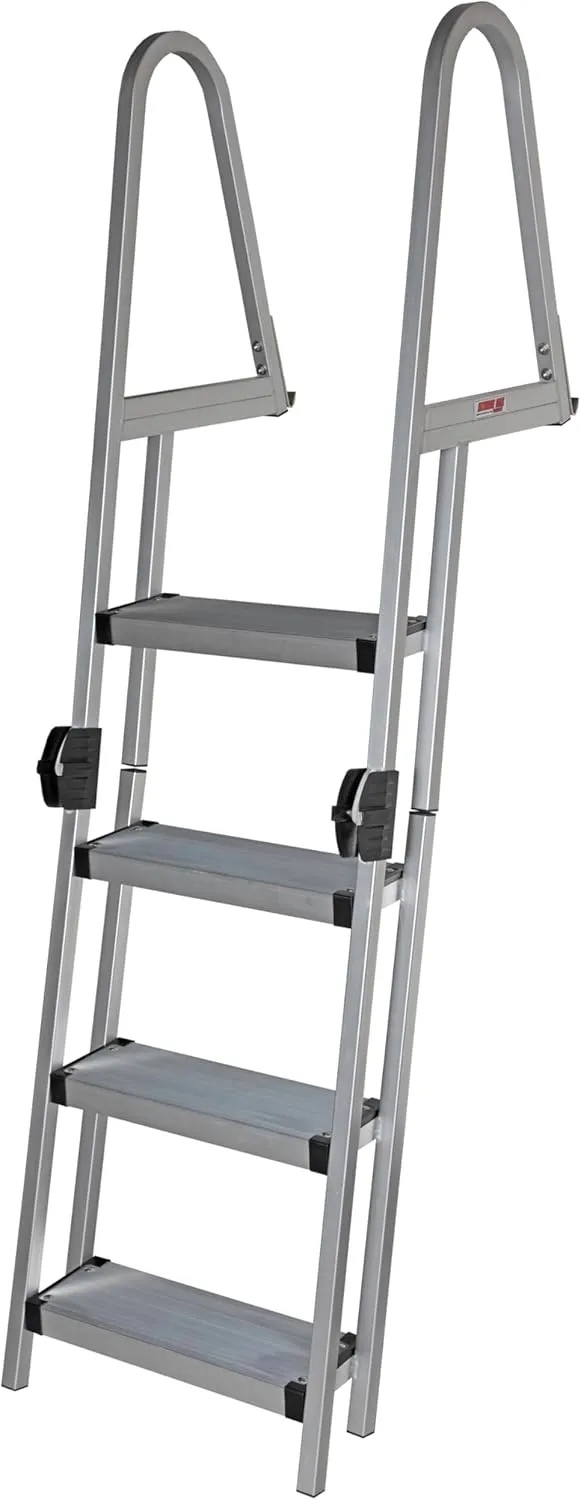 Extreme Max 3005.5287 Heavy-Duty Aluminum Pontoon & Dock Ladder with 15.75" Wide Fold-Up Steps - 4-Step, 300 lbs. Weight Capacity