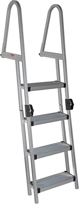 Extreme Max 3005.5287 Heavy-Duty Aluminum Pontoon & Dock Ladder with 15.75" Wide Fold-Up Steps - 4-Step, 300 lbs. Weight Capacity