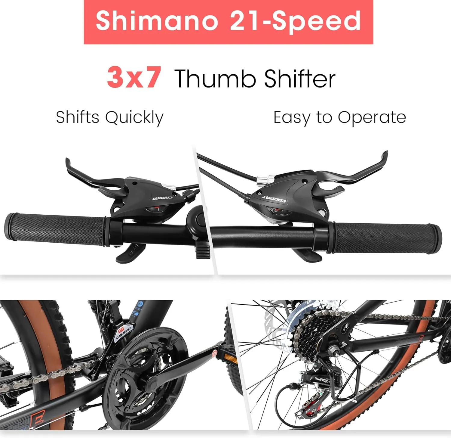 Full Dual Suspension Mountain Bike 24/26/27.5 Inch, Mountain Bike for Mens Womens, Student Work with 21-Speed Disc Trail Commuter City Snow Bicycles