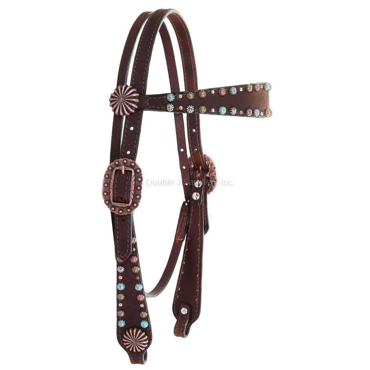 H1143 - Brown Rough Out Studded Headstall