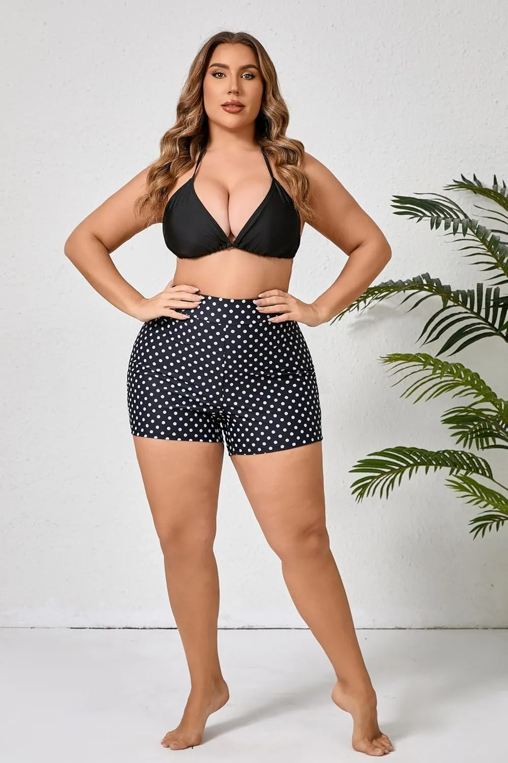 Halcurt Women's Plus Size High Waisted Board Shorts Tankini Swim Bottoms Modest Beach Swimsuit Boy Shorts