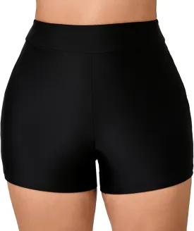 Halcurt Women's Plus Size High Waisted Board Shorts Tankini Swim Bottoms Modest Beach Swimsuit Boy Shorts