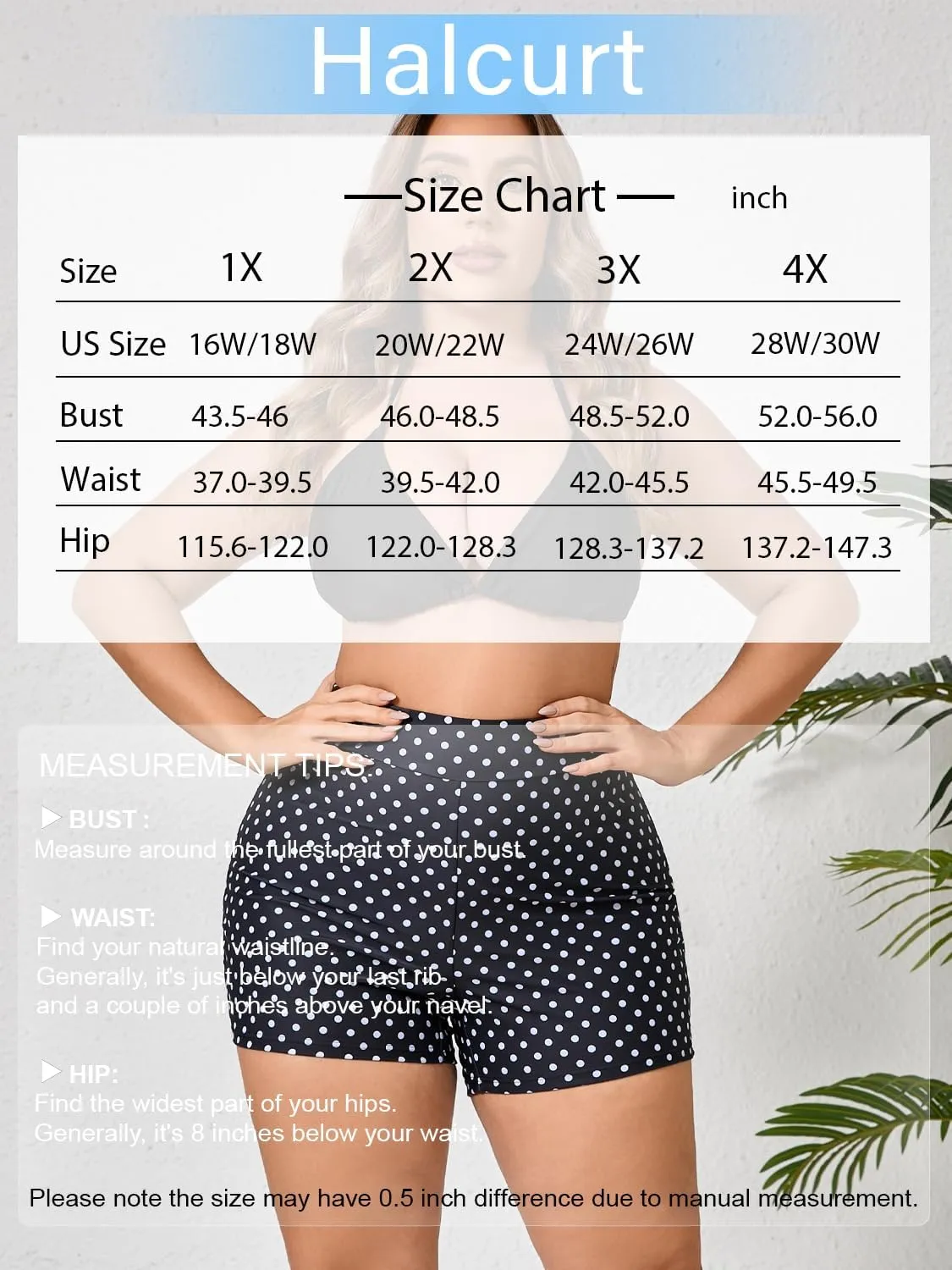 Halcurt Women's Plus Size High Waisted Board Shorts Tankini Swim Bottoms Modest Beach Swimsuit Boy Shorts