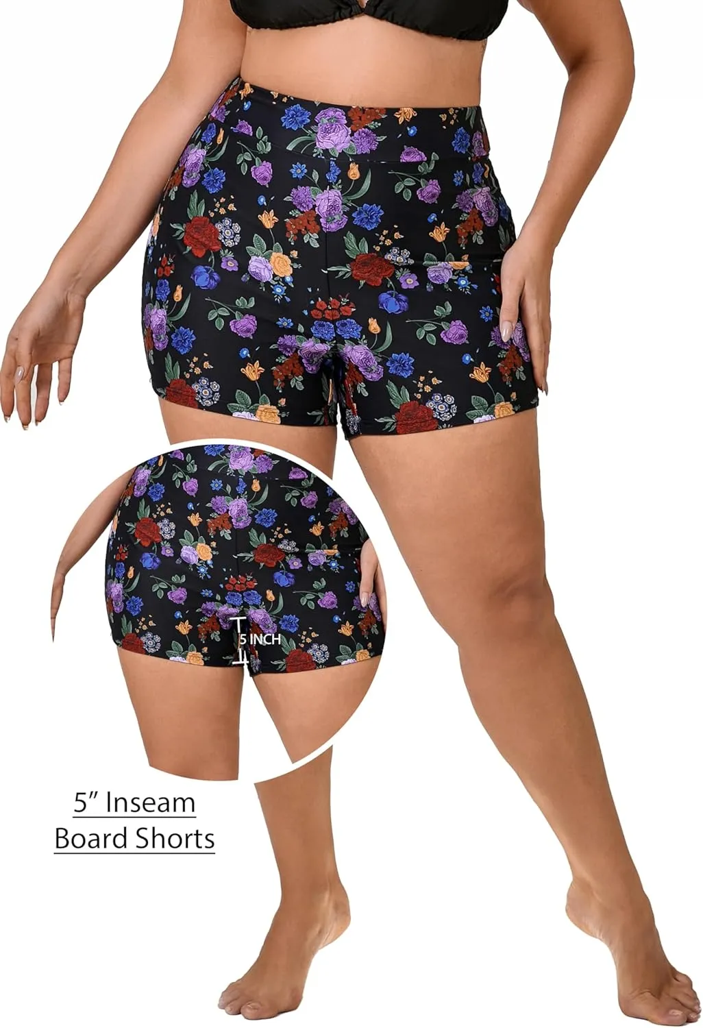 Halcurt Women's Plus Size High Waisted Board Shorts Tankini Swim Bottoms Modest Beach Swimsuit Boy Shorts
