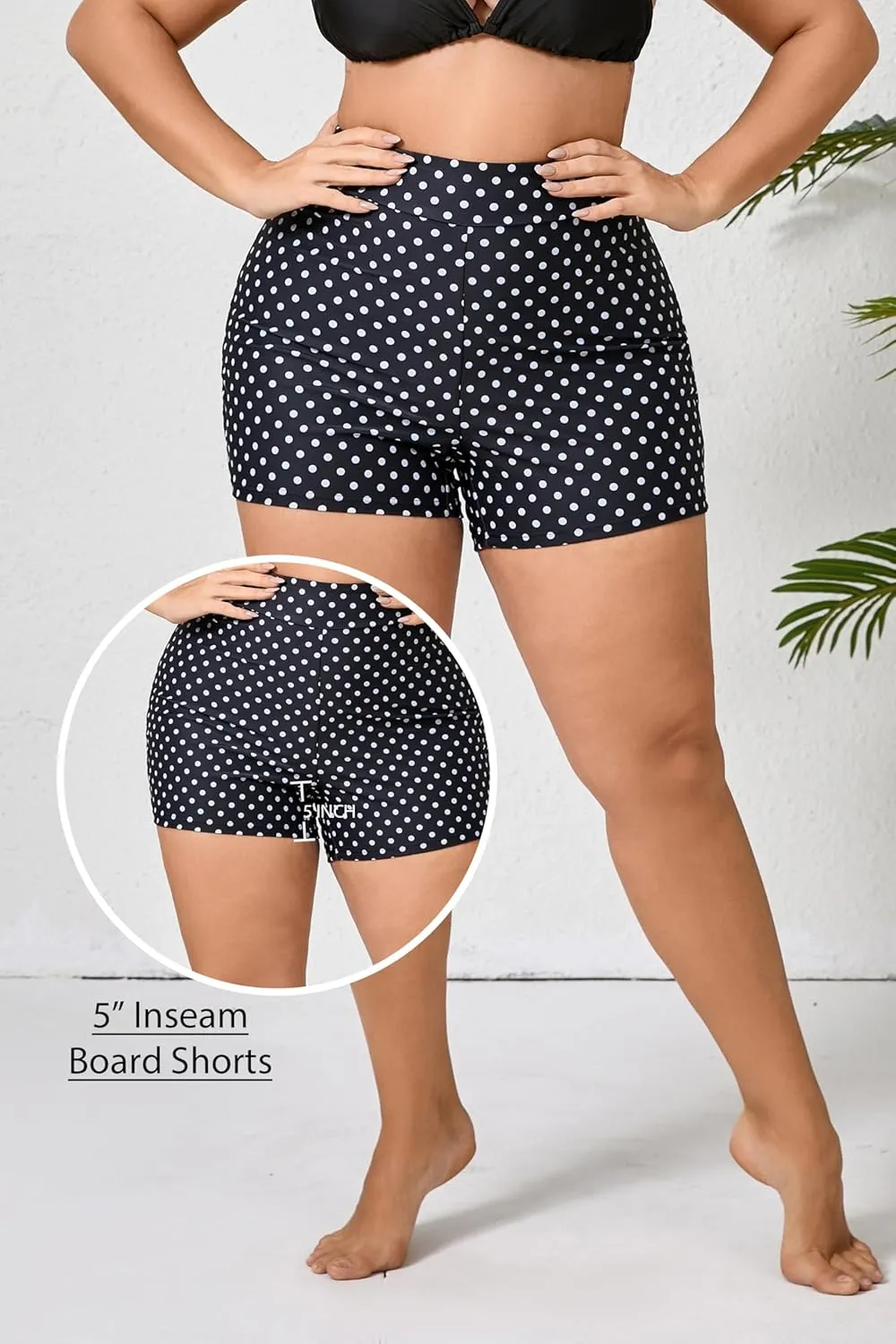 Halcurt Women's Plus Size High Waisted Board Shorts Tankini Swim Bottoms Modest Beach Swimsuit Boy Shorts