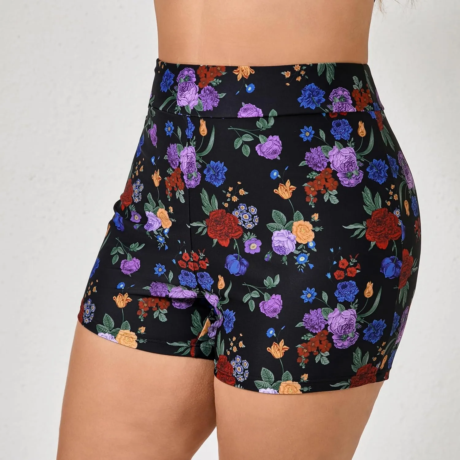 Halcurt Women's Plus Size High Waisted Board Shorts Tankini Swim Bottoms Modest Beach Swimsuit Boy Shorts