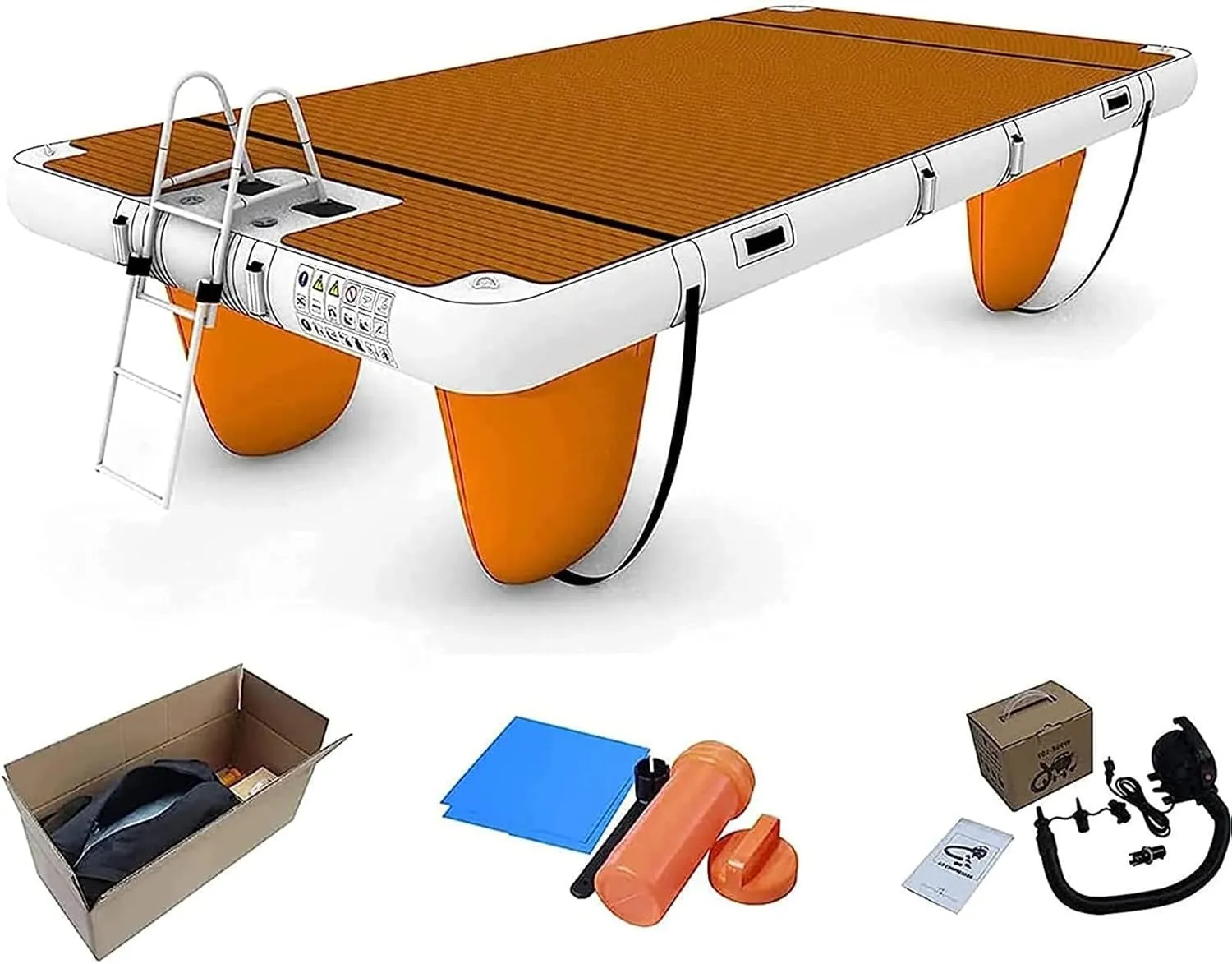 Inflatable Floating Dock, Adult Yacht Dock Inflatable Pier Floating Platform Sea Fishing Inflatable Raft Yacht Floating Island Floating Pad