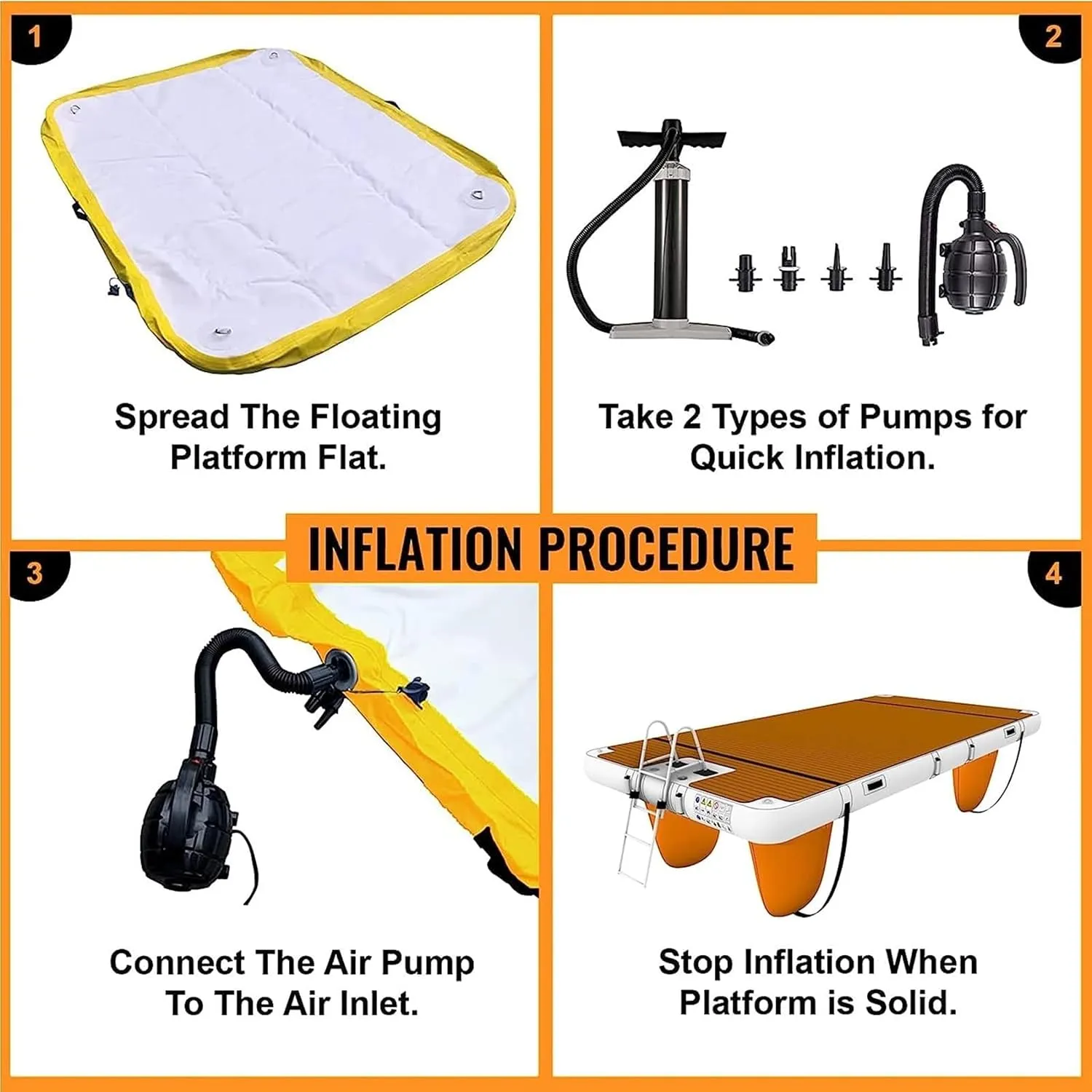 Inflatable Floating Dock, Adult Yacht Dock Inflatable Pier Floating Platform Sea Fishing Inflatable Raft Yacht Floating Island Floating Pad