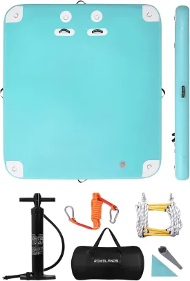 Inflatable Floating Dock Swim Platform Water Platform Raft Large Floating Air Mat Inflatable Water Pad for Lake Pool Lounging River Ocean Boating (Mint Green)
