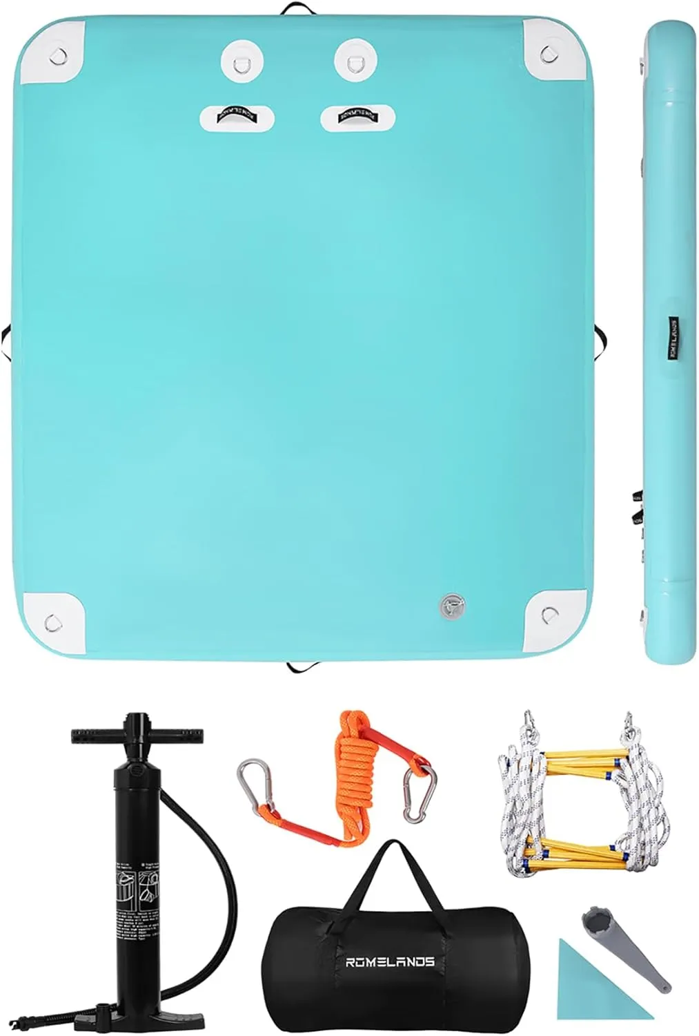 Inflatable Floating Dock Swim Platform Water Platform Raft Large Floating Air Mat Inflatable Water Pad for Lake Pool Lounging River Ocean Boating (Mint Green)