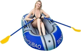 Inflatable Kayak, Inflatable Boat, with Paddles and Air Pump,for Outdoor Drifting Fishing Traveling Water Sports (One Color 188CM*114cm)
