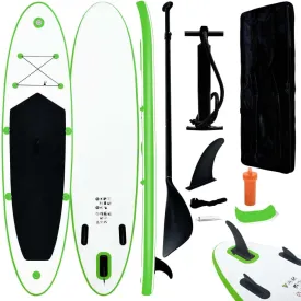 Inflatable Stand Up Paddleboard Set Green and White,Paddleboards-25.96lbs