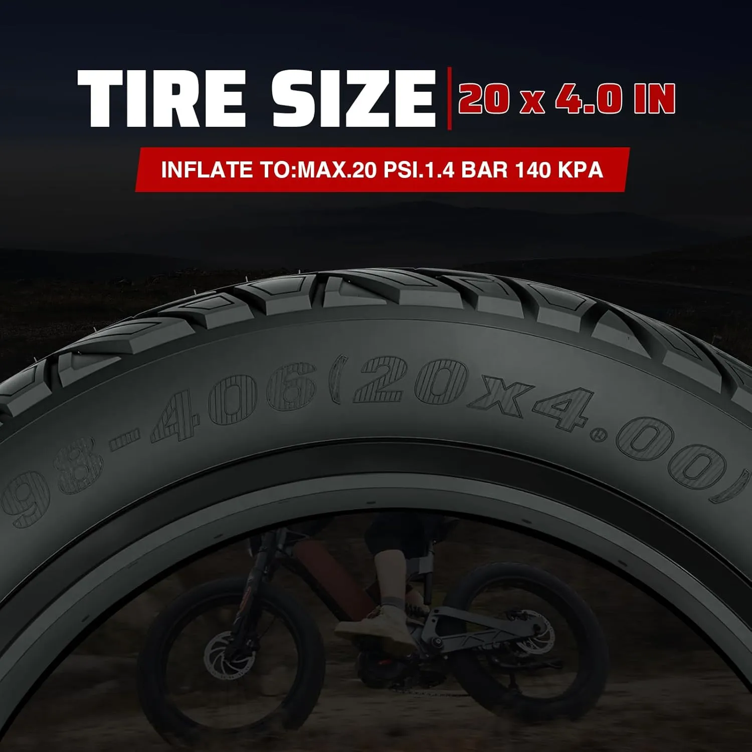 MEGHNA Fat Bike Tire 20/26 x 4.0 inch Mountain Bike Tire Fat Tire 20/26 inch Heavy Duty Deep Grooves Foldable Replacement All Terrain