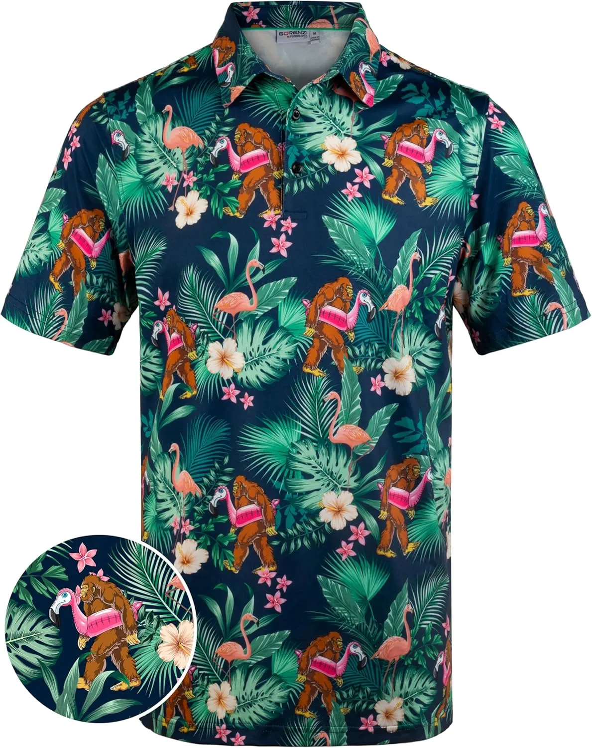 Men's Golf Shirts Short Sleeve Moisture Wicking Print Patterns Collared Performance Polo Golf Shirts for Men Dry Fit