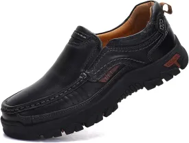Mens Slip On Casual Shoes Leather Comfortable Walking Loafers
