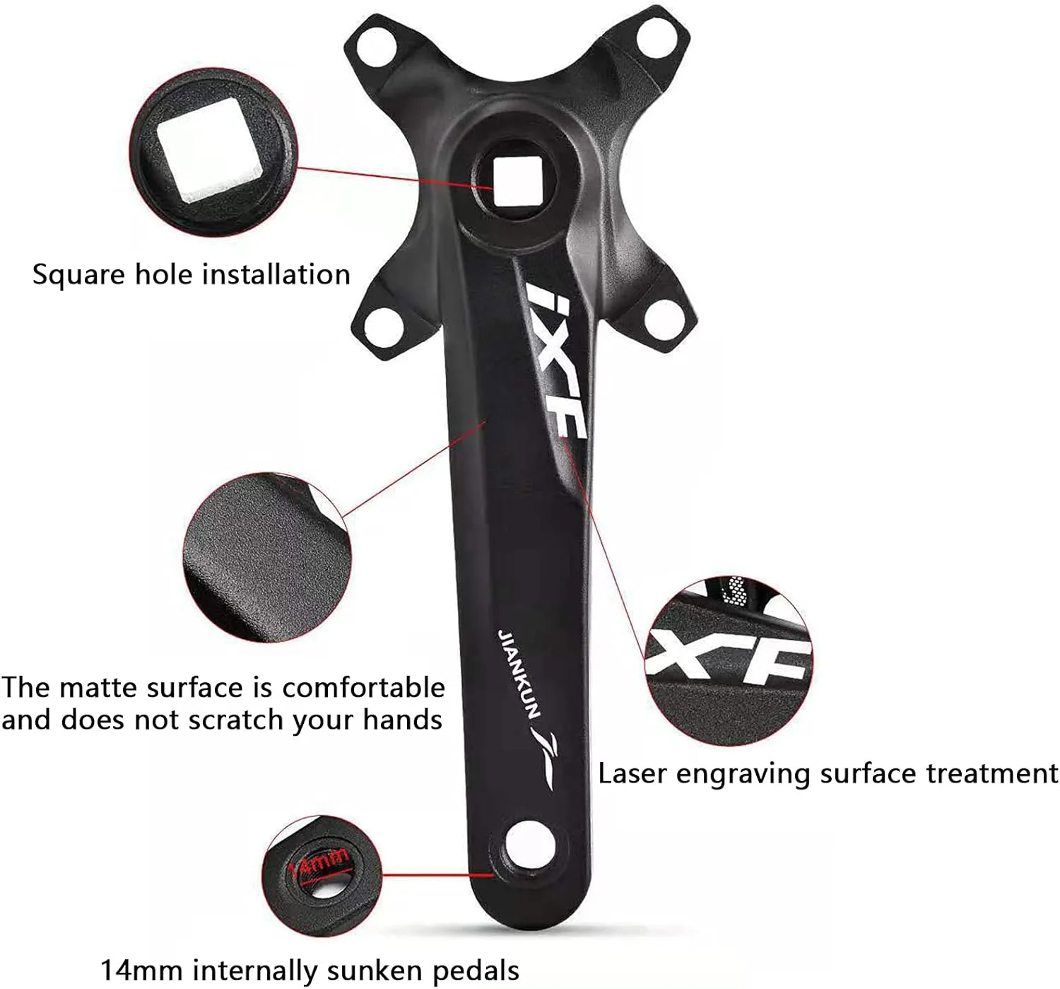 Mountain Bike Crankset Hollow Integrated Crank axle Modified Single disc Crank 32T 34 36T