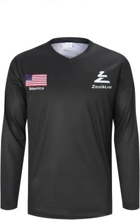 Mountain Bike Jersey Mens Long Sleeve Motocross Jersey Cycling Jersey Breathable Quick Dry Downhill BMX Off-Road