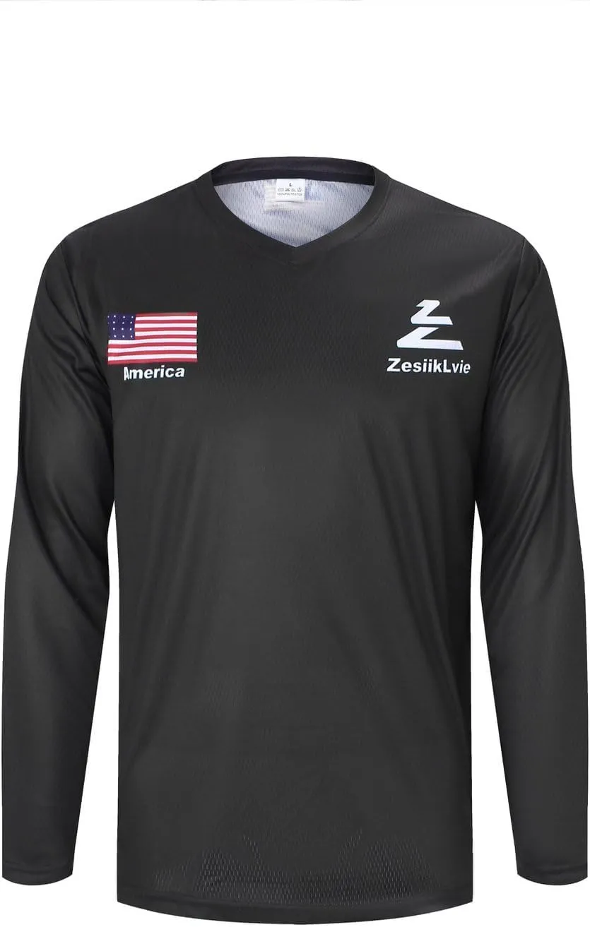 Mountain Bike Jersey Mens Long Sleeve Motocross Jersey Cycling Jersey Breathable Quick Dry Downhill BMX Off-Road